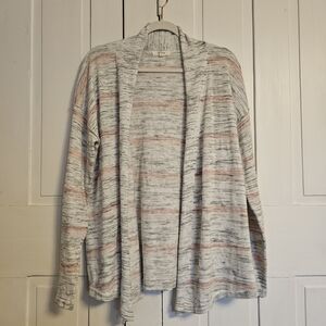 Elegant Heathered Cardigan in Gray and Pink